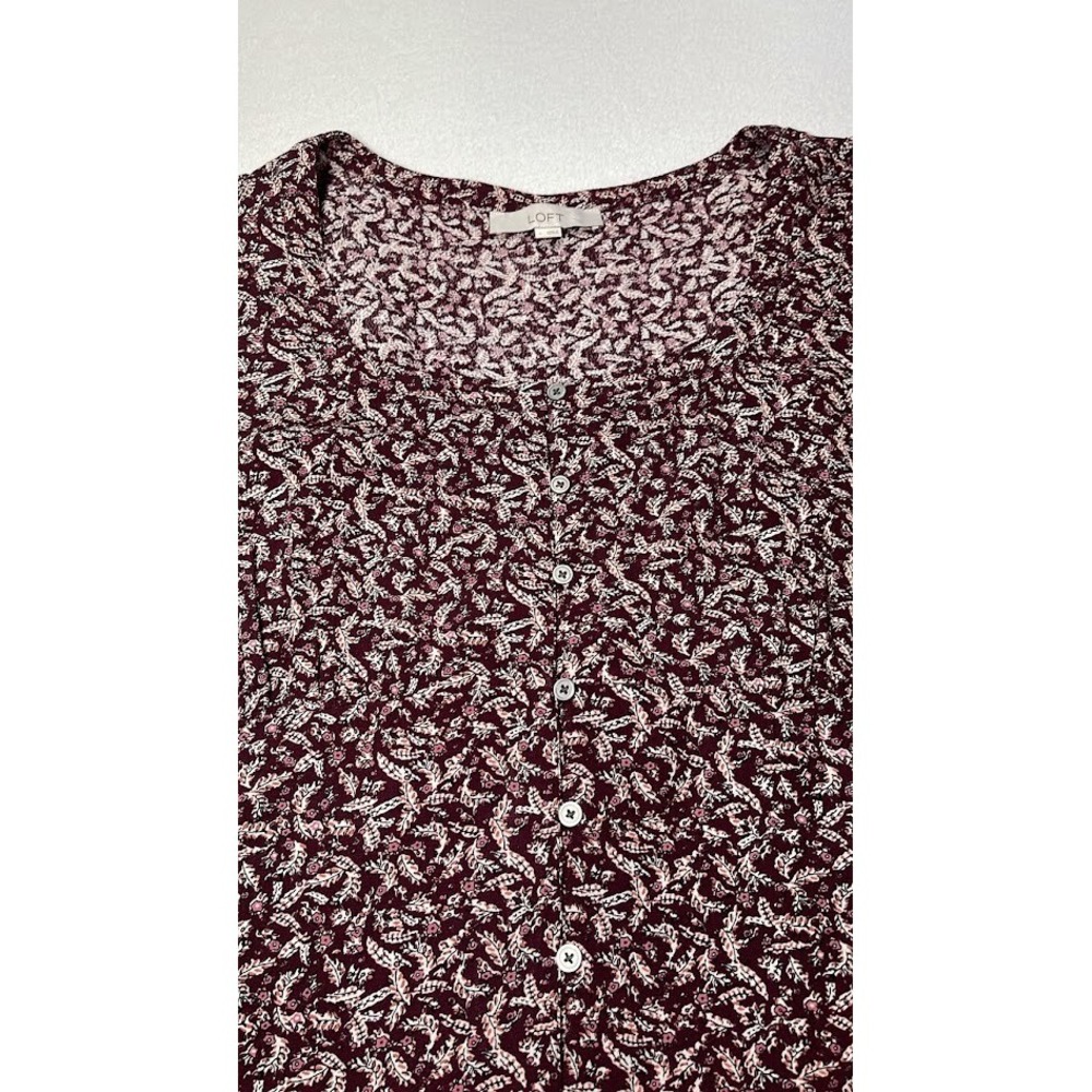 Loft Top ‎ Blouse Women Large Multicolor Floral Lightweight  Long Sleeve Buttons - Picture 4 of 10